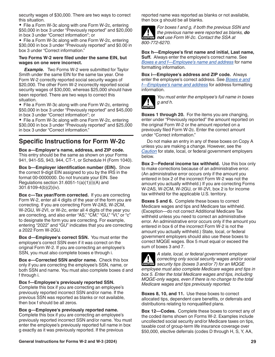 Instructions for IRS Form W-2, W-3, Page 29