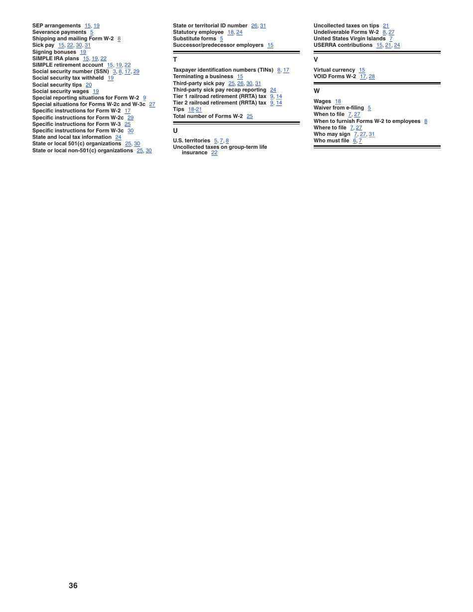 Instructions for IRS Form W-2, W-3, Page 36