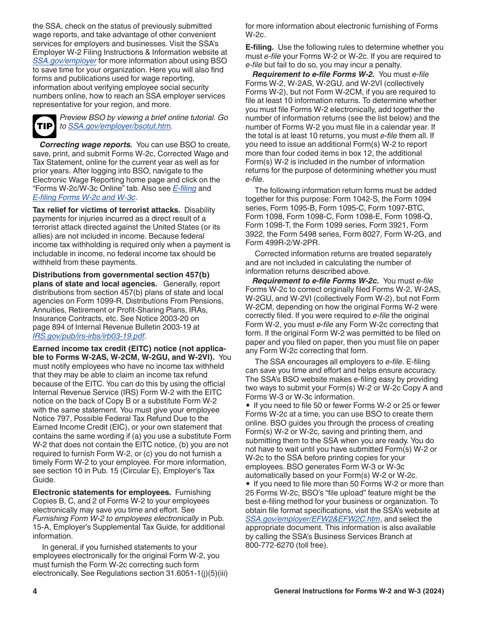 Instructions for IRS Form W-2, W-3, Page 4