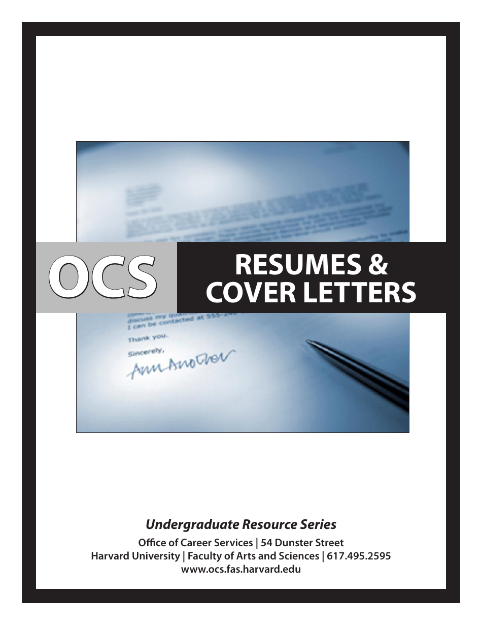 Resumes and Cover Letters - Harvard University, Page 1