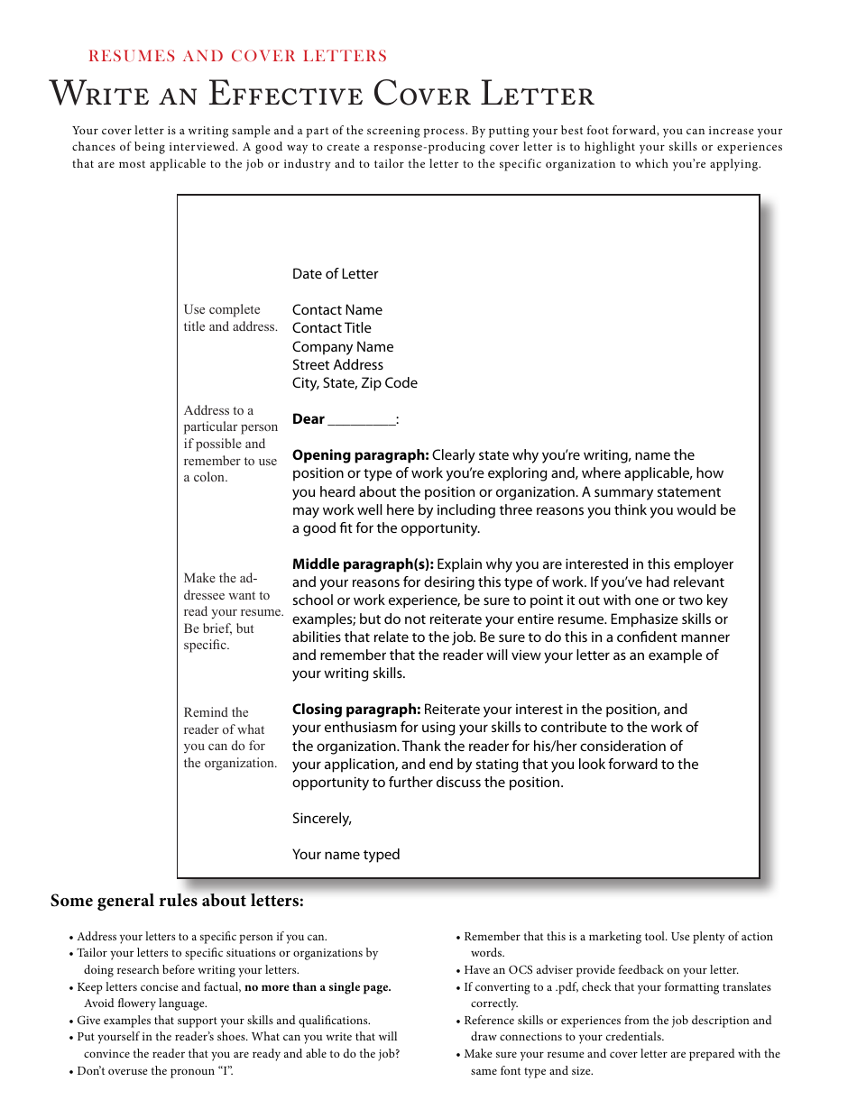 Resumes And Cover Letters - Harvard University Download Printable PDF ...