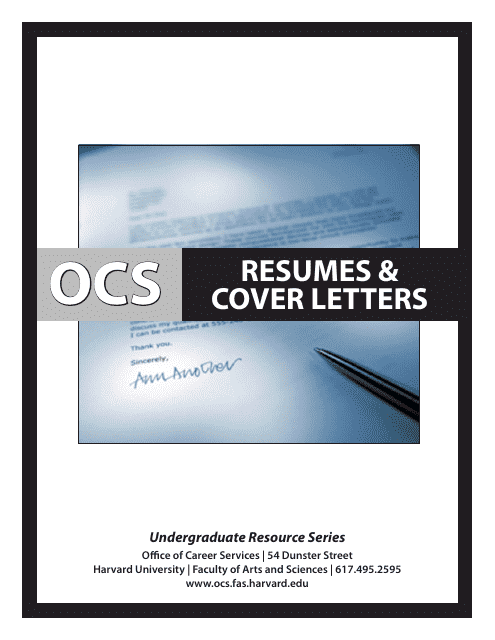 Resumes and Cover Letters - Harvard University Download Pdf