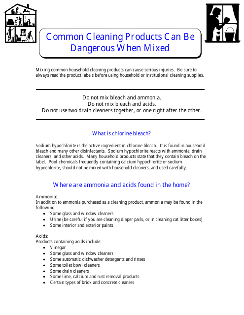 Common Cleaning Products Can Be Dangerous When Mixed - Utah Download Pdf