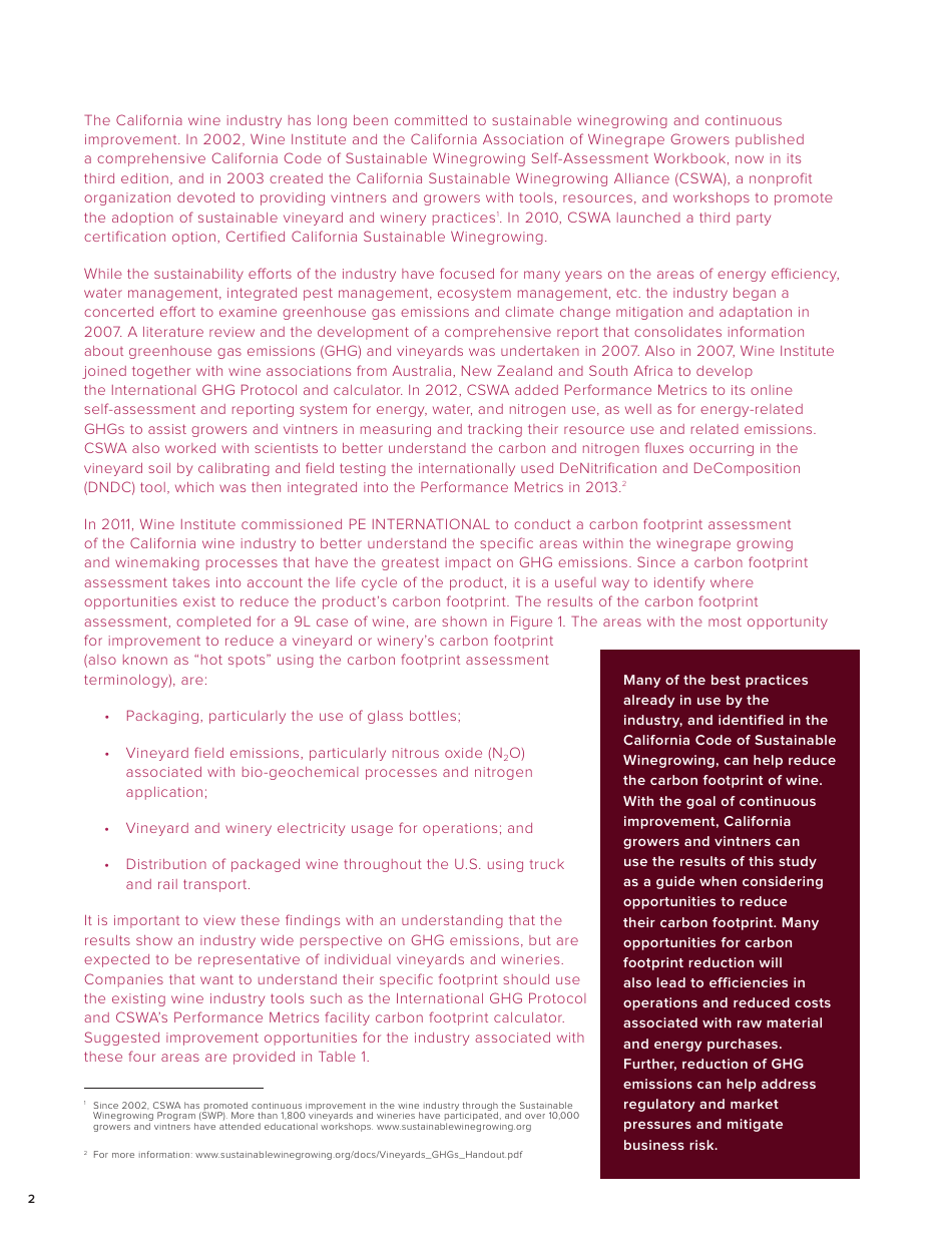 California Wines Carbon Footprint - Study Objectives, Results and Recommendations for Continuous Improvement, Page 2