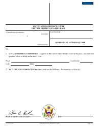 Form CR-21 Subpoena in a Criminal Case - California