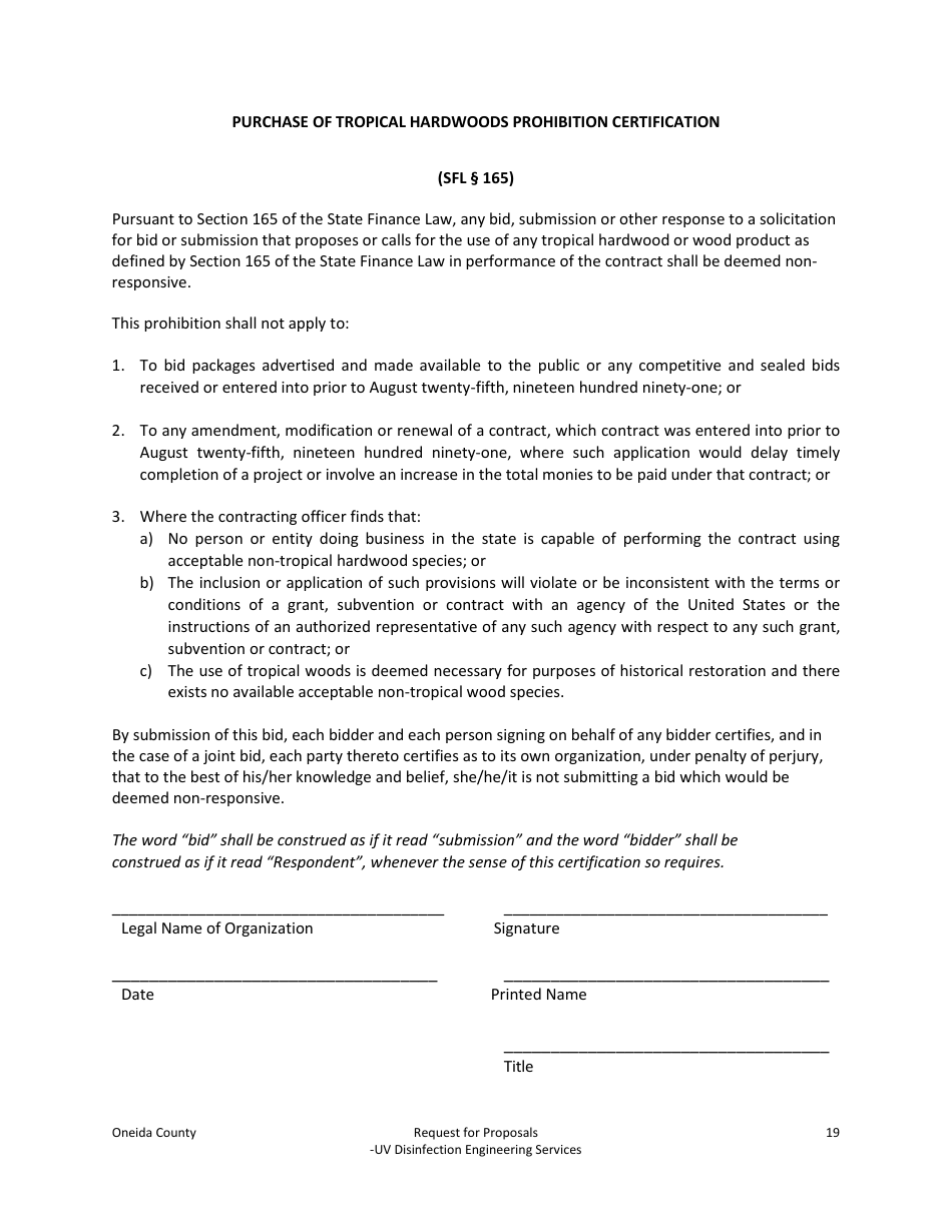 Request for Proposals - Uv Disinfection Engineering Services - Oneida County, New York, Page 19