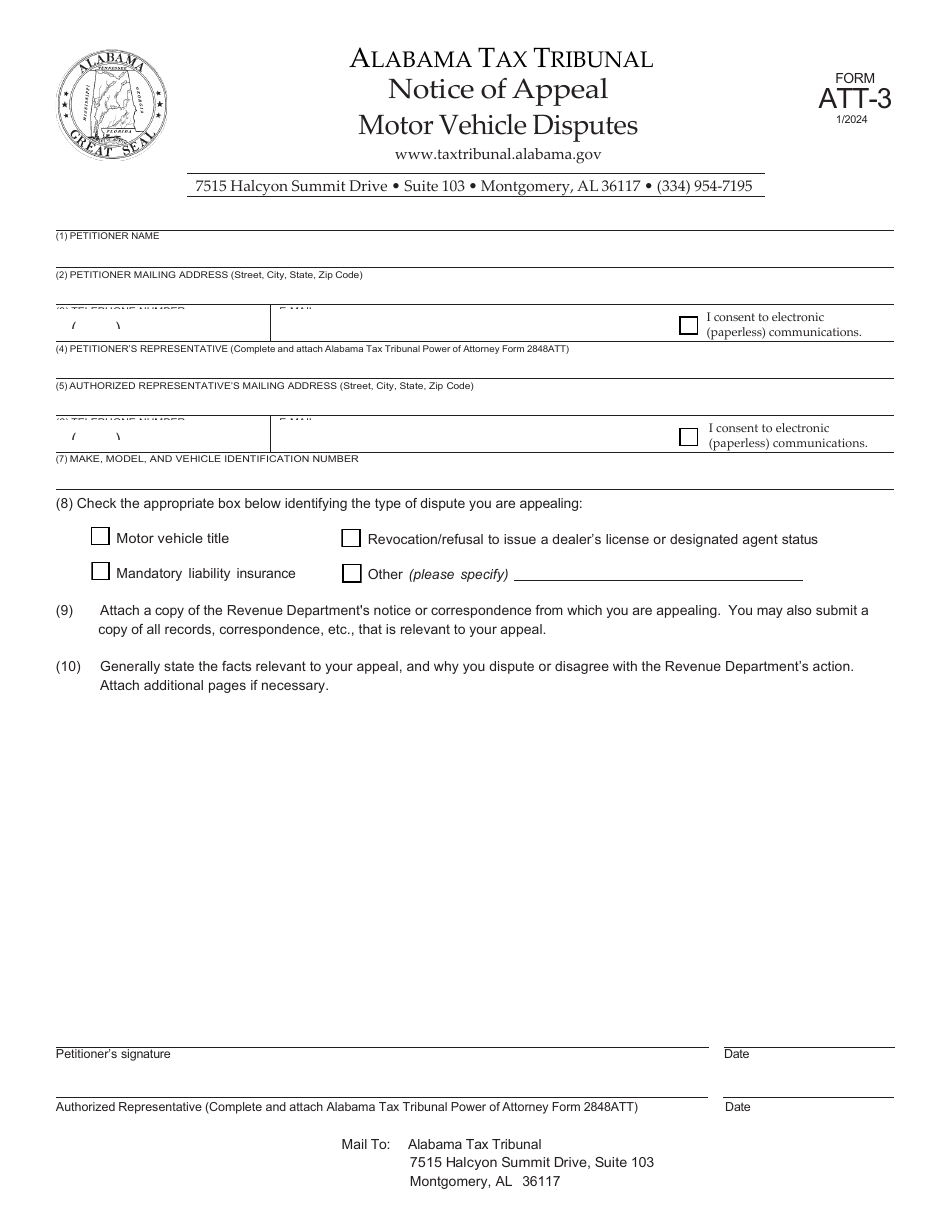 Form Att 3 Fill Out Sign Online And Download Fillable Pdf Alabama Templateroller 6928