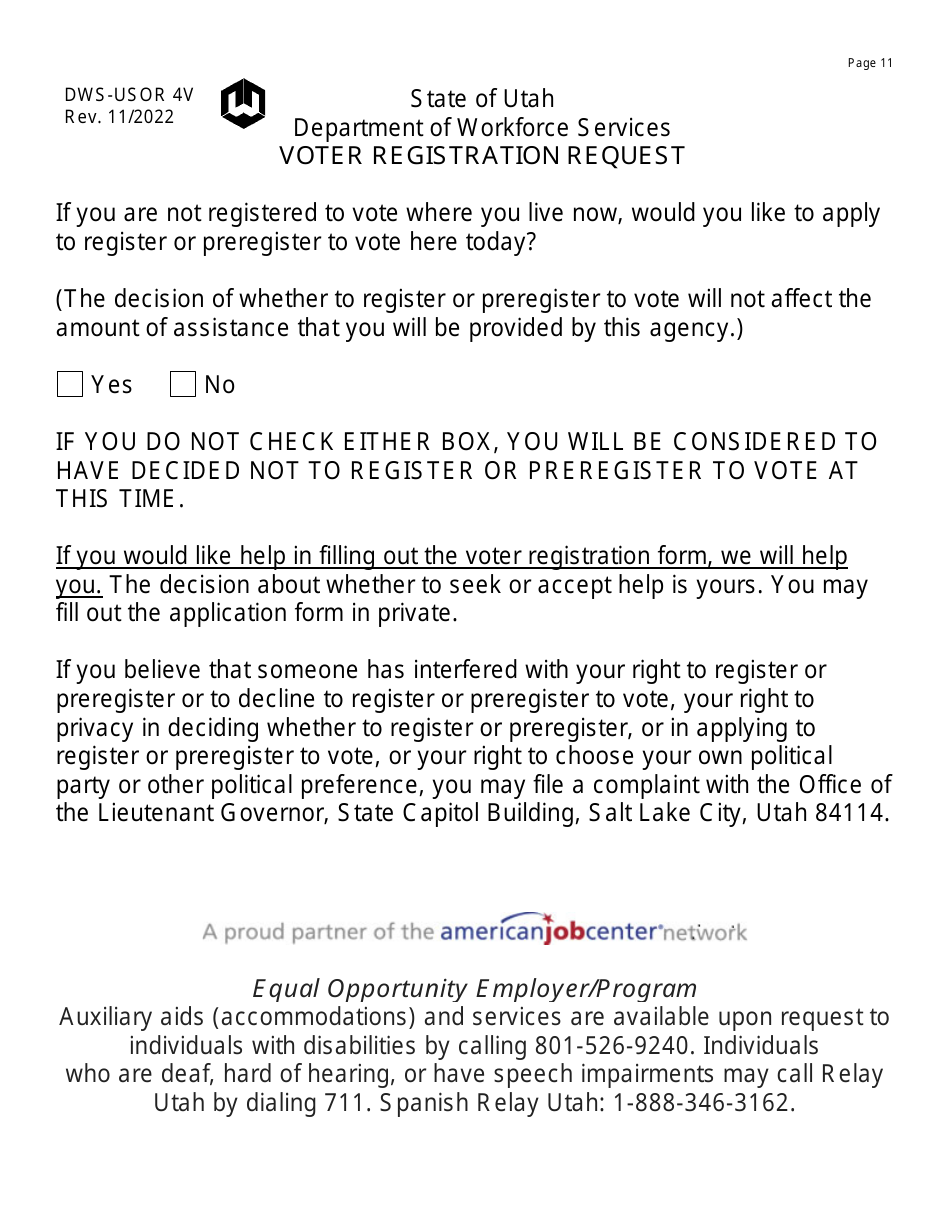 Form DWS-USOR4-16PT Vocational Rehabilitation Application and Release of Information - Large Print - Utah, Page 11