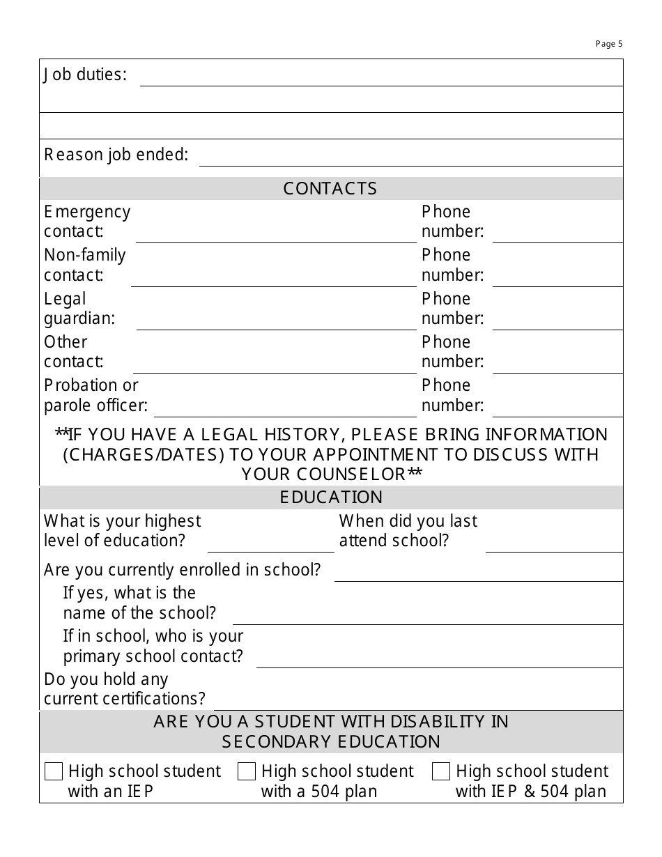 Form DWS-USOR4-16PT Vocational Rehabilitation Application and Release of Information - Large Print - Utah, Page 5
