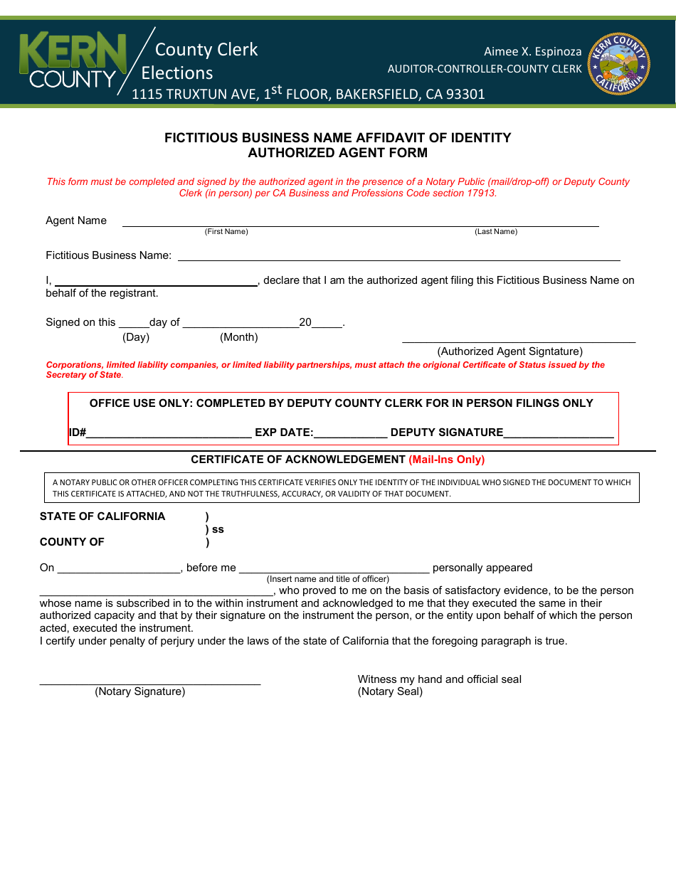 Kern county california fictitious business name statement fill out