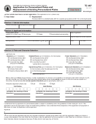Document preview: Form TC-817 Application for Personalized Plates and Replacement of Existing Personalized Plates - Utah