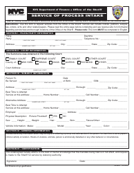Document preview: Form SH-0609 Service of Process Intake - New York City