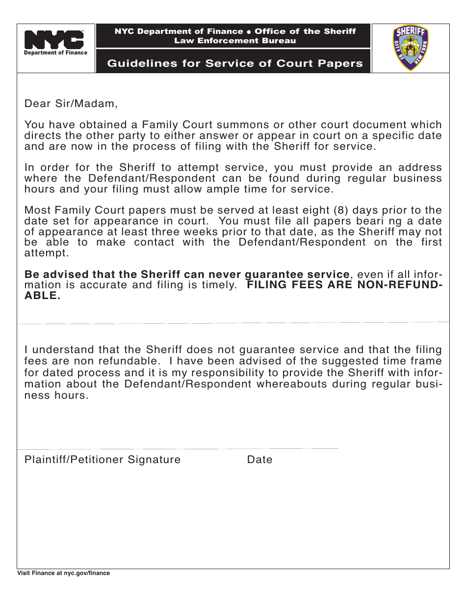 Form SH-0609 Service of Process Intake - New York City, Page 2