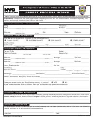 Document preview: Form SH-0610 Arrest Process Intake - New York City