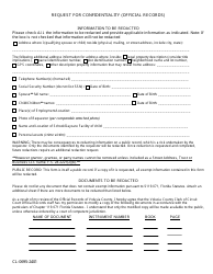 Form CL-0695-2401 Request for Confidentiality (Official Records) - Volusia County, Florida, Page 2