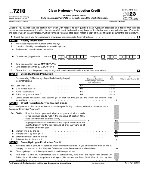 IRS Form 7210 2023 Printable Pdf