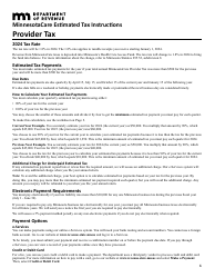 Minnesotacare Estimated Tax Instructions - Provider Tax - Minnesota