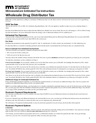 Minnesotacare Estimated Tax Instructions - Wholesale Drug Distributor Tax - Minnesota