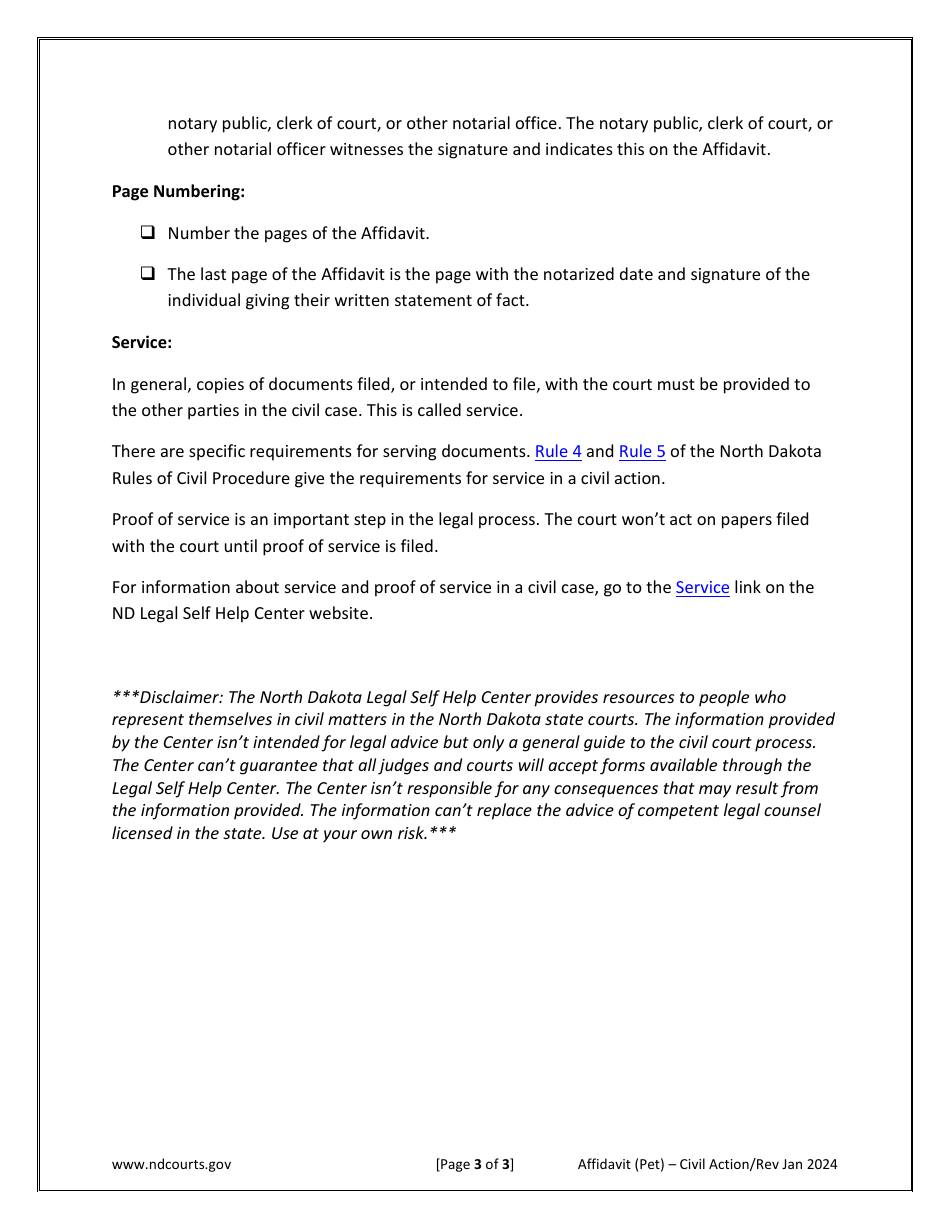 Affidavit (Petition) - North Dakota, Page 3