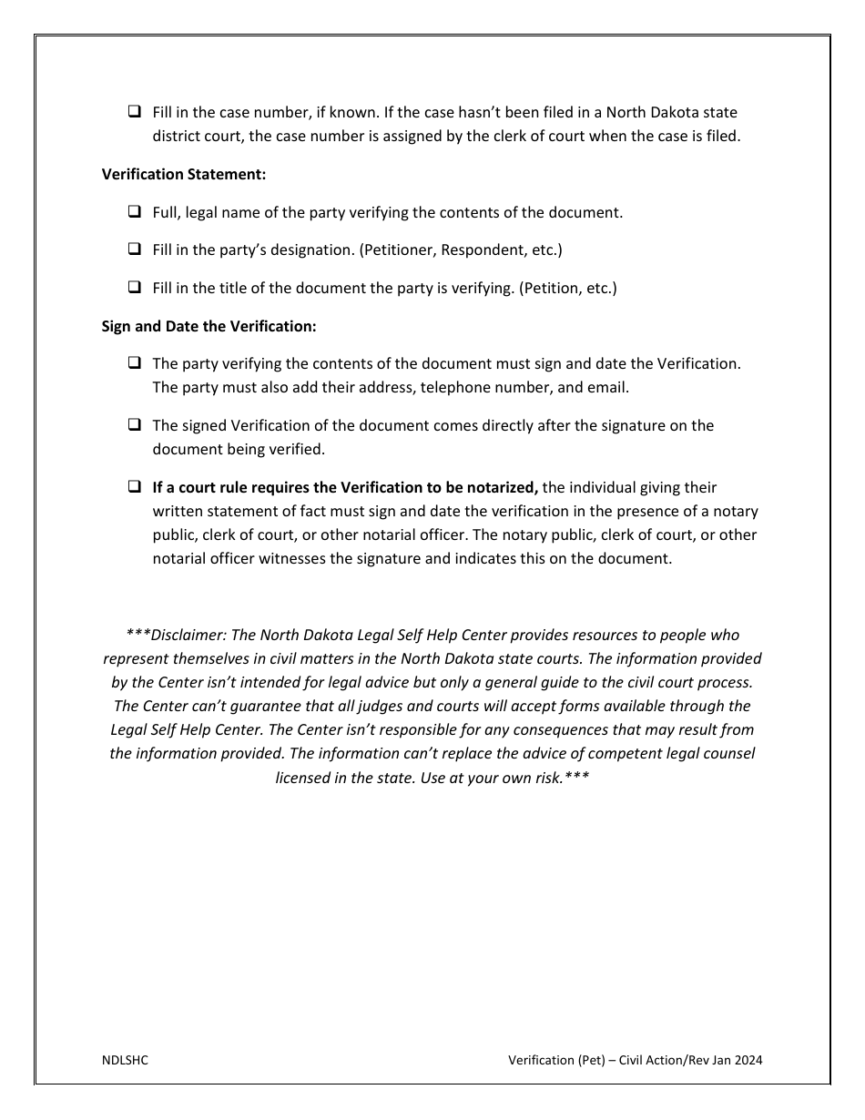 Verification (Petition) - North Dakota, Page 2