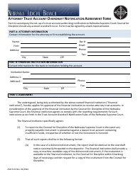 Document preview: Form ASD3:22 Attorney Trust Account Overdraft Notification Agreement Form - Nebraska