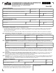 Form 500 (SFN28258) Authorization to Disclose Tax Information and Designation of Representative - North Dakota