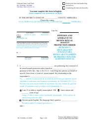 Form DC19:44 Petition and Affidavit to Renew Sexual Assault Protection Order - Nebraska (English/Spanish)