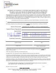 Document preview: Affidavit of Review of a Certified New Mexico Birth Certificate - New Mexico