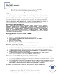 Document preview: Aviso Del Sistema Estatal De Informacion Sobre Vacunas ("nmsiis") De Nuevo Mexico Para El Paciente/Padres/Guardian Legal - Negarse a La Participacion En Nmsiis - New Mexico (Spanish)