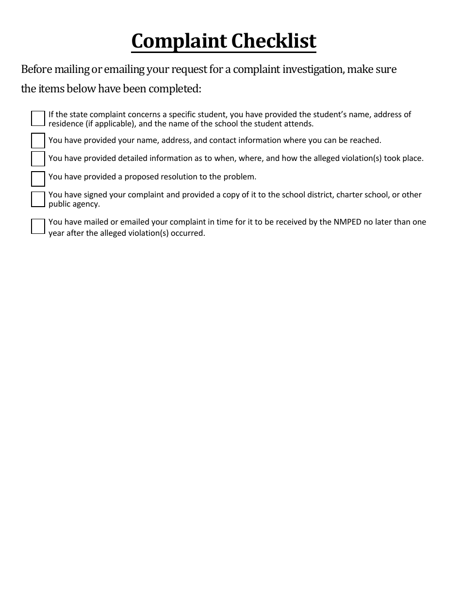 State Complaint Form - New Mexico, Page 4