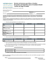 Document preview: Proveedor De Subsidios Para El Cuidado Infantil Tarifas De Pago Privadas - Nebraska (Spanish)