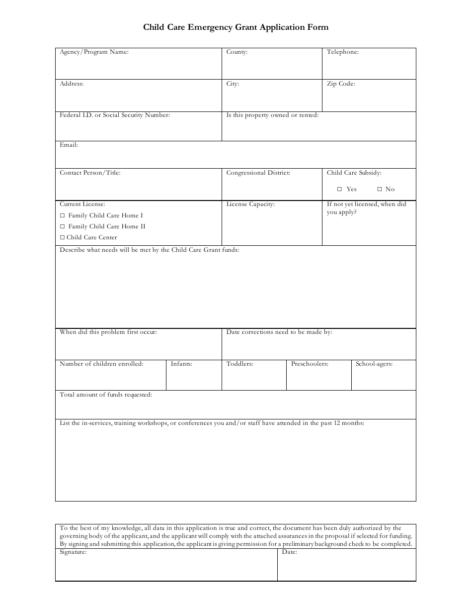 Child Care Emergency Grant Application Form - Nebraska, Page 3