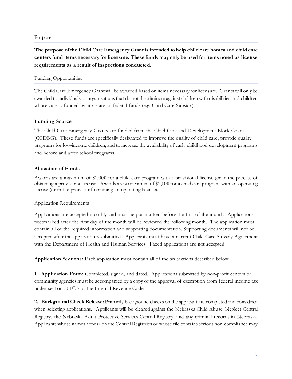 Child Care Emergency Grant Application Form - Nebraska, Page 4