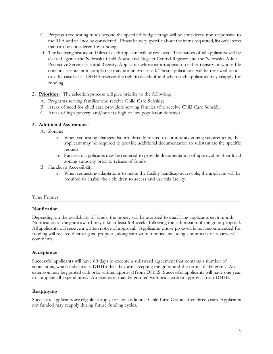 Child Care Emergency Grant Application Form - Nebraska, Page 6