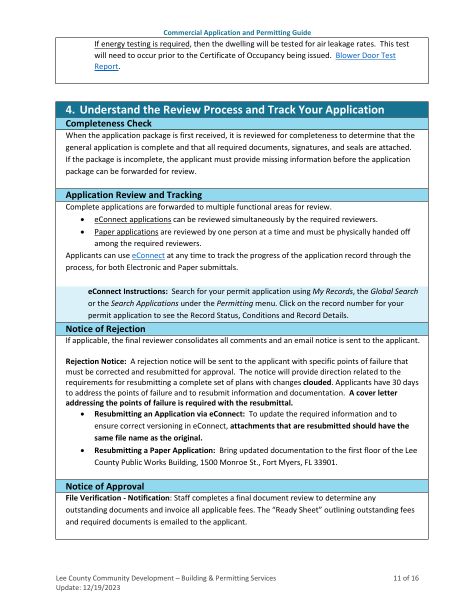 Instructions for Commercial Building Permit Application - Lee County, Florida, Page 11
