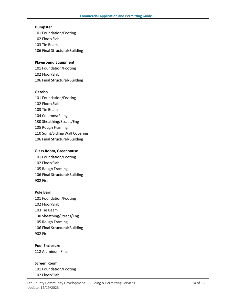 Instructions for Commercial Building Permit Application - Lee County, Florida, Page 14