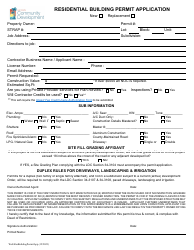 Document preview: Residential Building Permit Application - Lee County, Florida