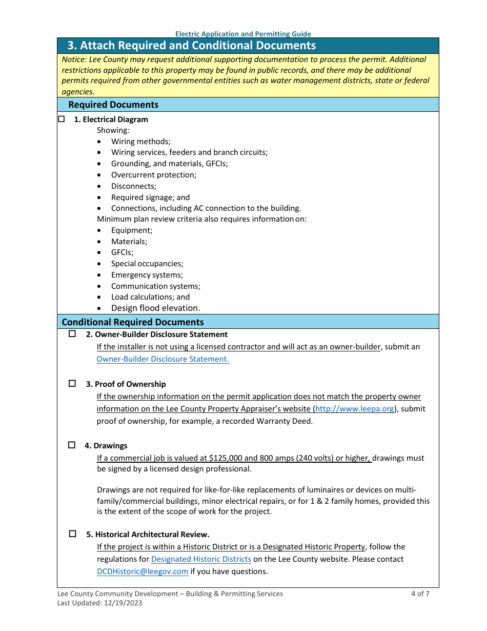 Electrical Application and Permitting Guide - Lee County, Florida, Page 4