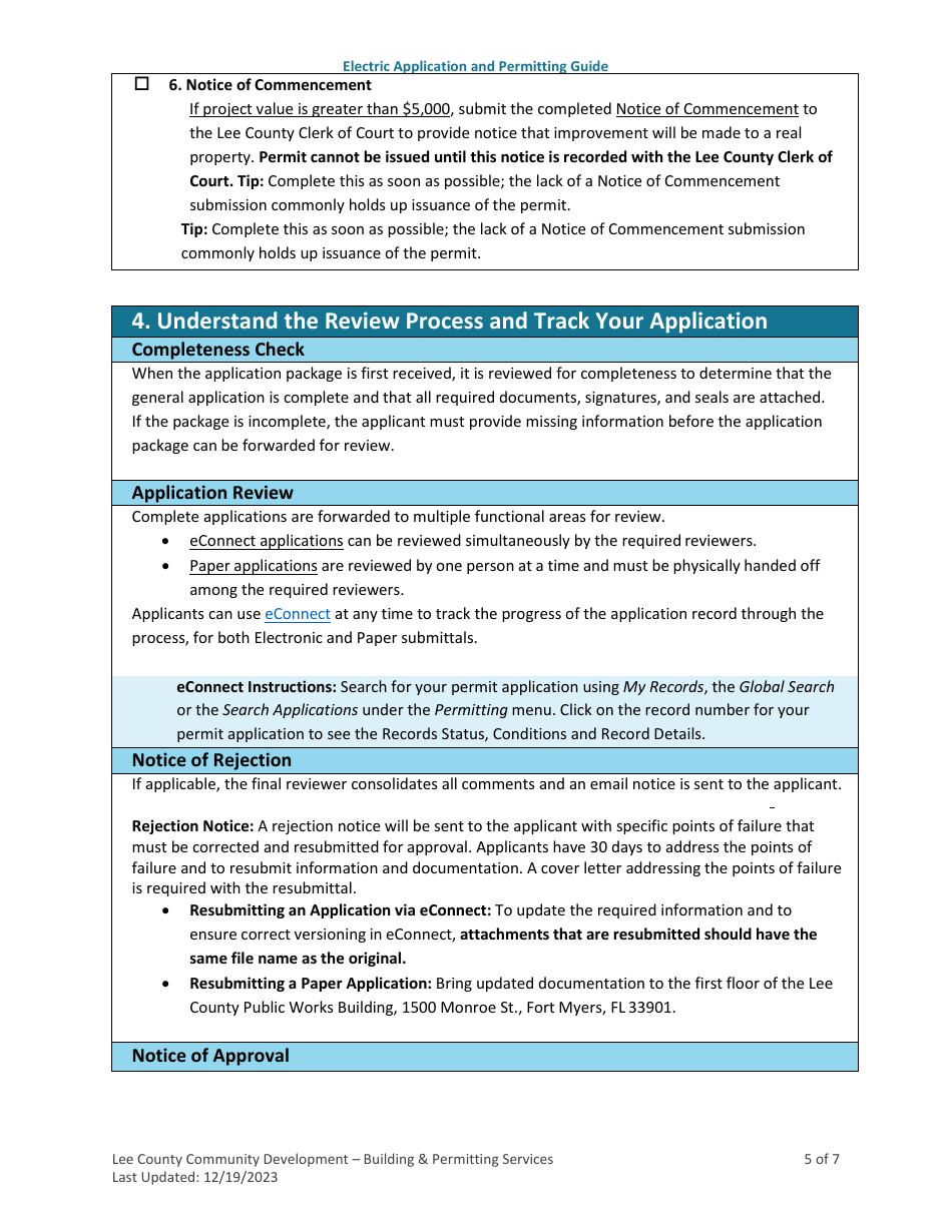 Electrical Application and Permitting Guide - Lee County, Florida, Page 5
