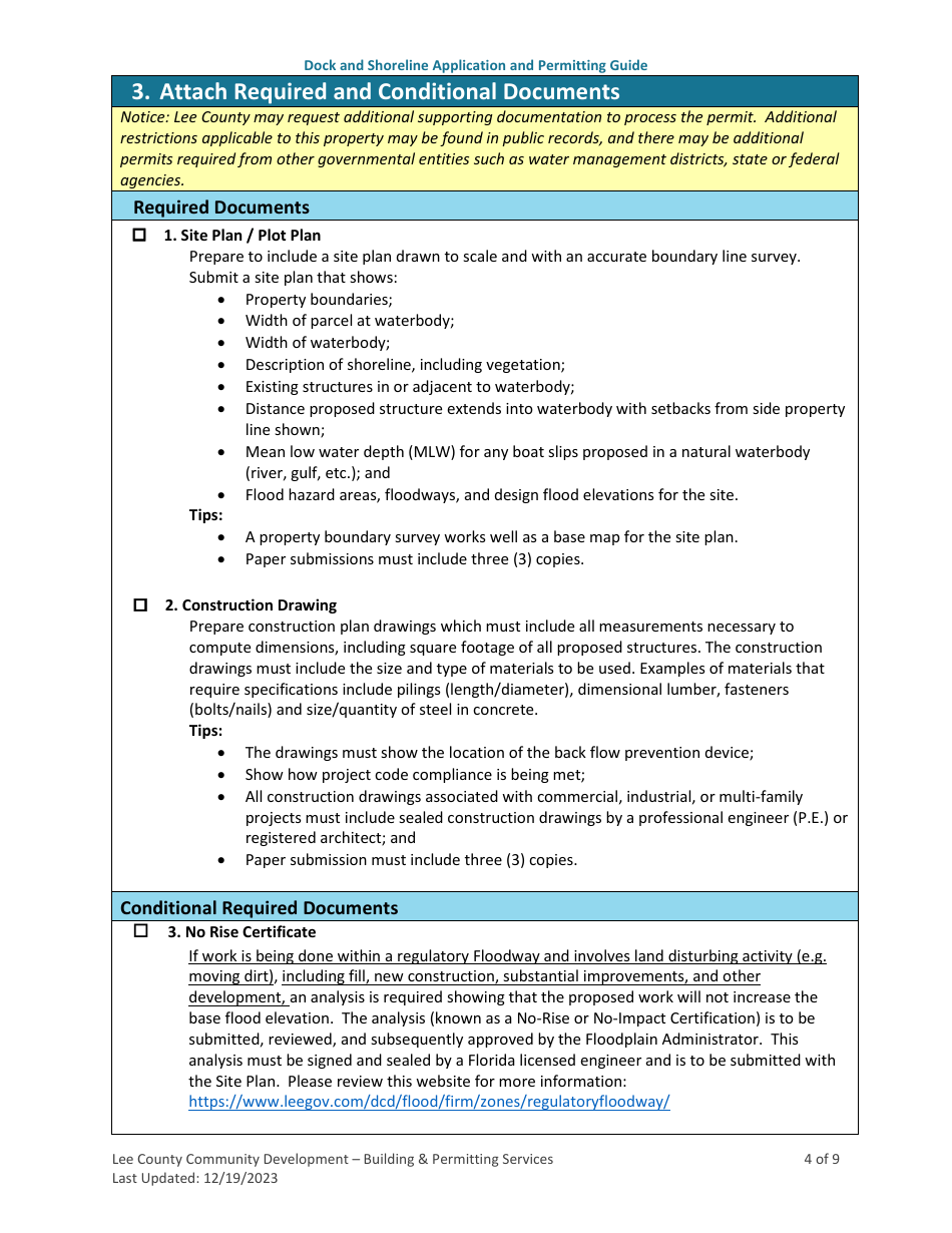 Dock and Shoreline Application and Permitting Guide - Lee County, Florida, Page 4