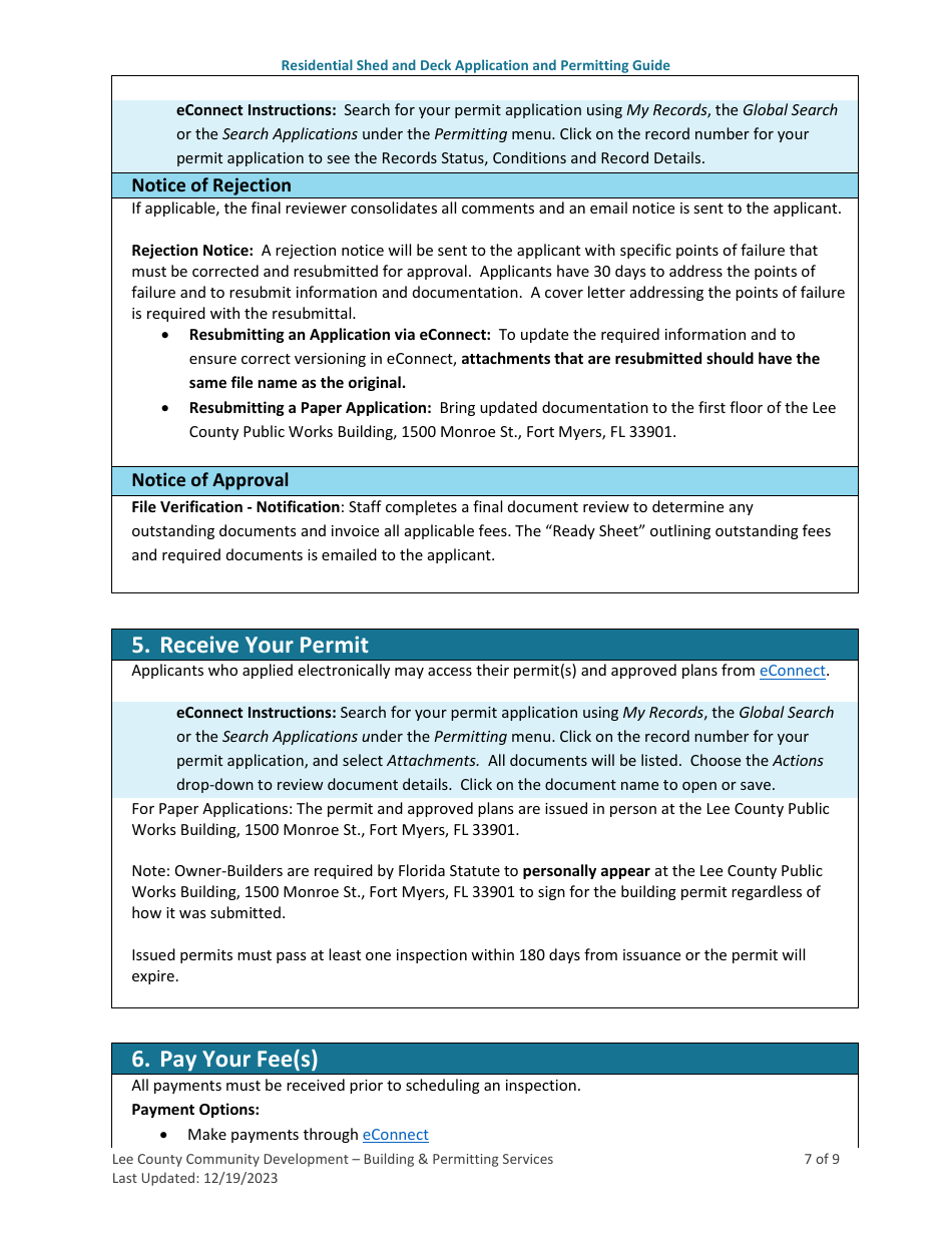 Residential Shed and Deck Application and Permitting Guide - Lee County, Florida, Page 7