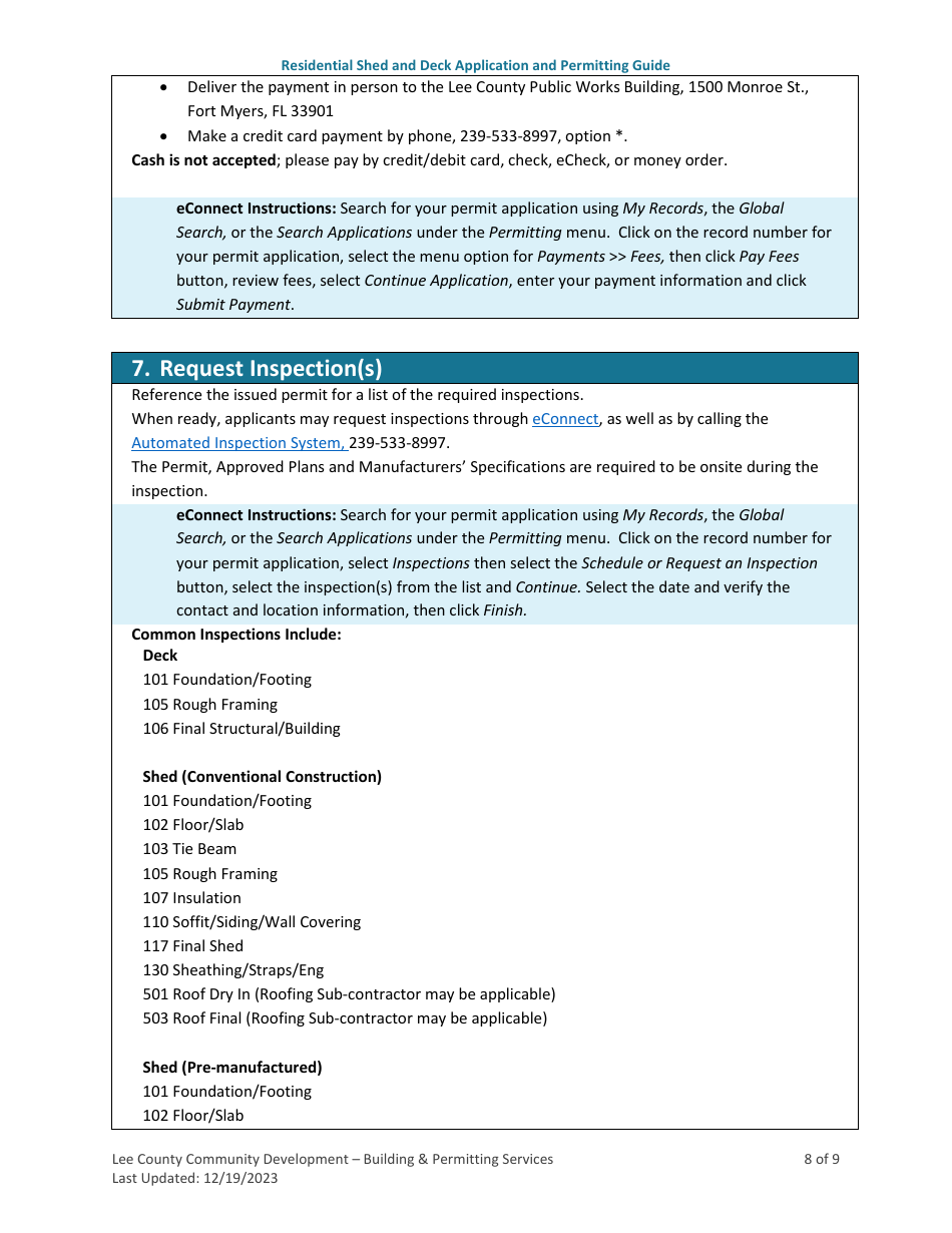 Residential Shed and Deck Application and Permitting Guide - Lee County, Florida, Page 8