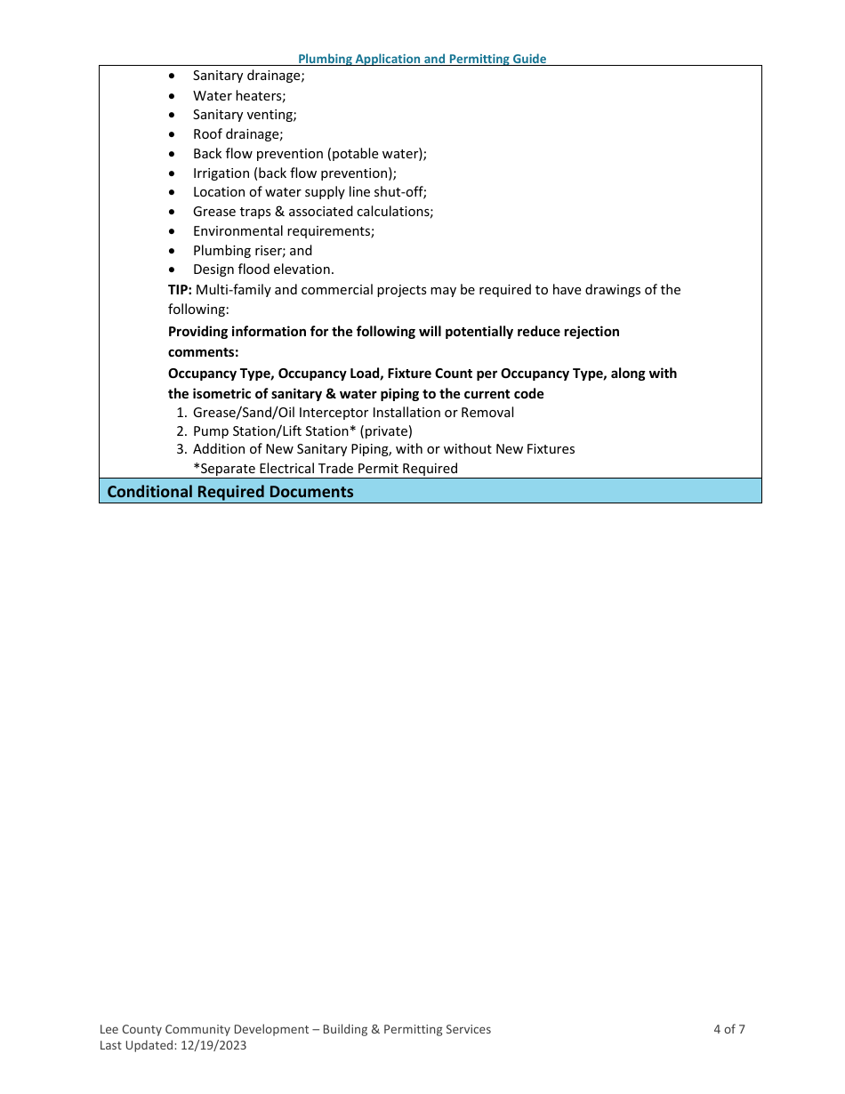 Plumbing (And Irrigation) Application and Permitting Guide - Lee County, Florida, Page 4