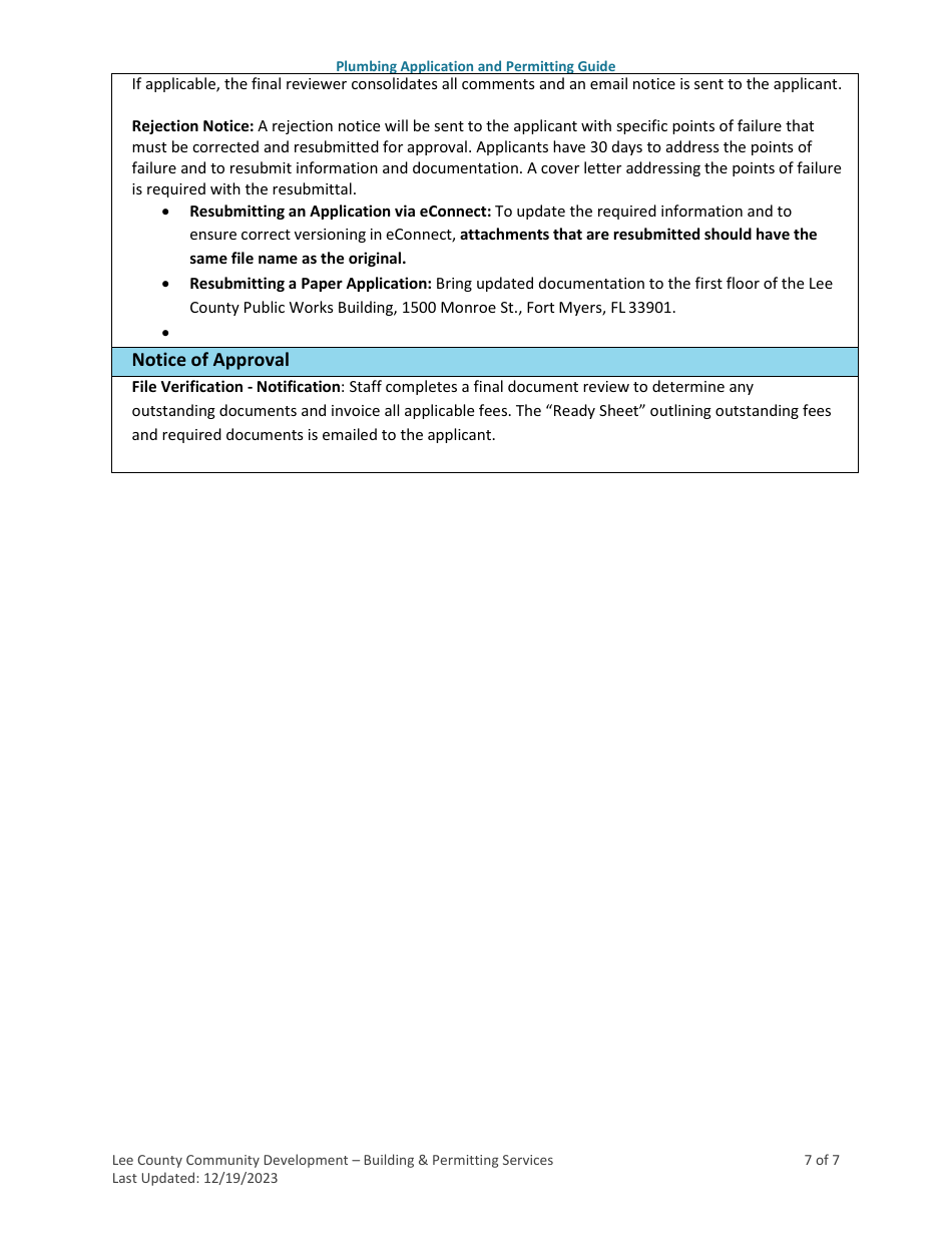 Plumbing (And Irrigation) Application and Permitting Guide - Lee County, Florida, Page 7