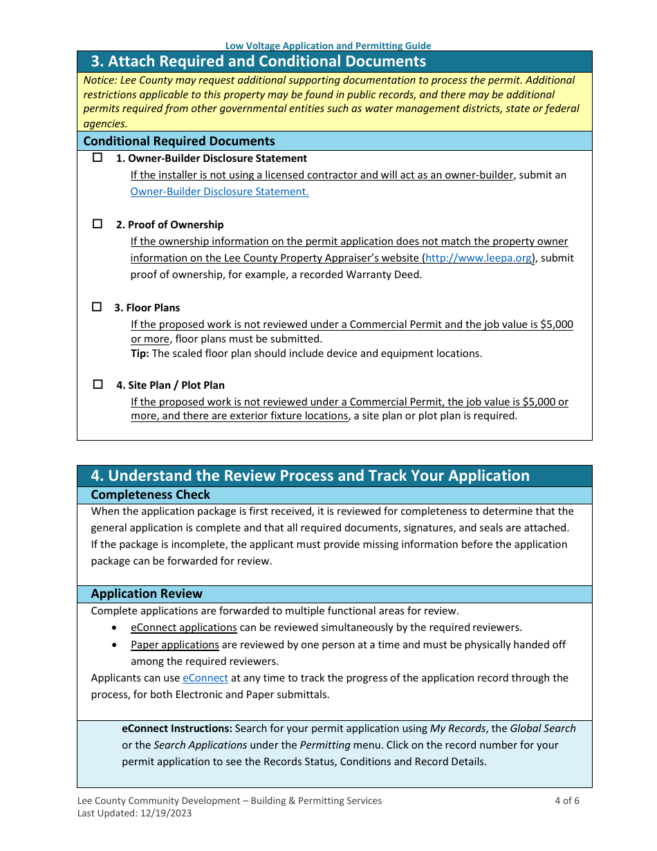 Lee County, Florida Low Voltage Application and Permitting Guide - Fill ...