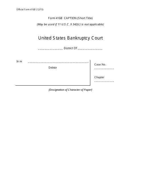 Official Form 416B Caption (Short Title)