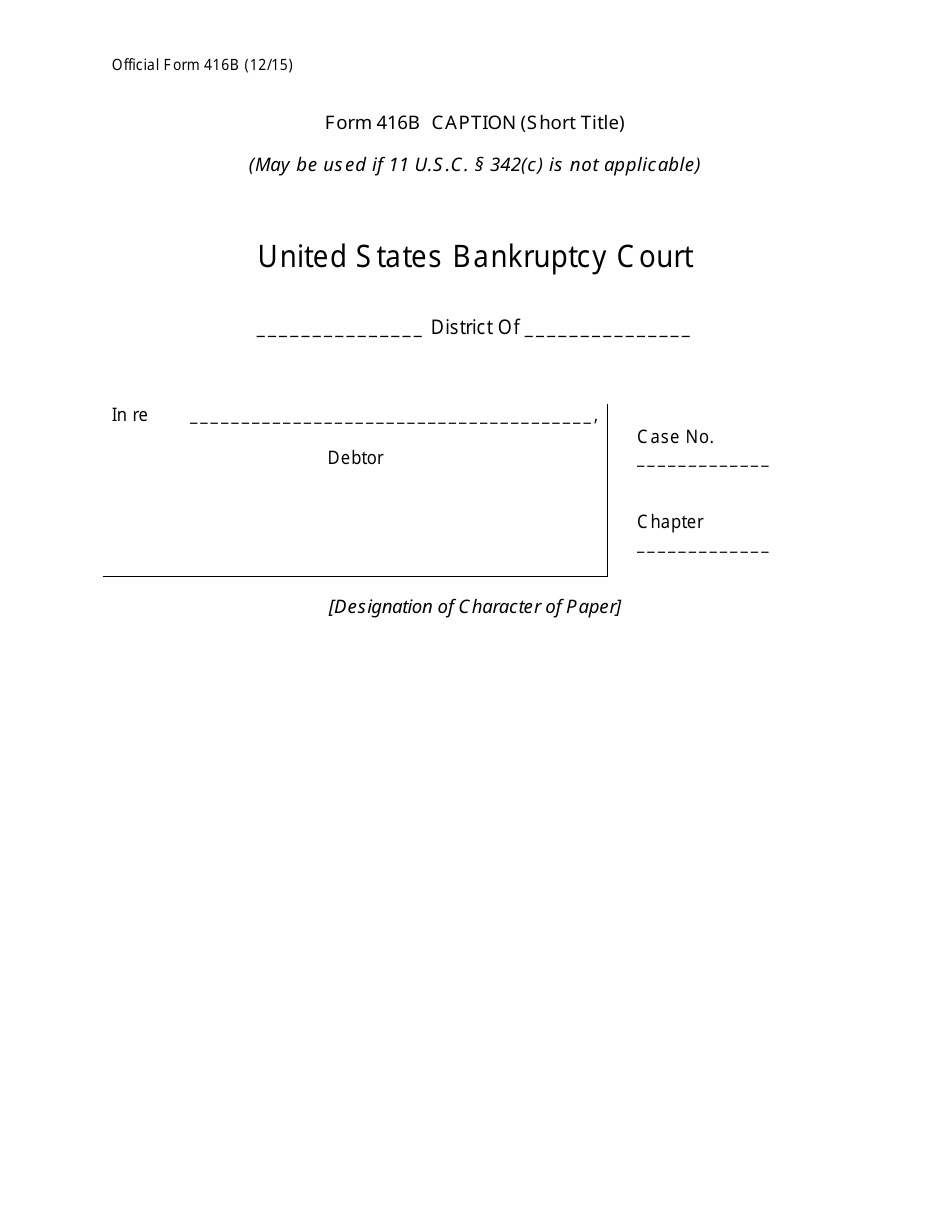 Official Form 416B Caption (Short Title), Page 1