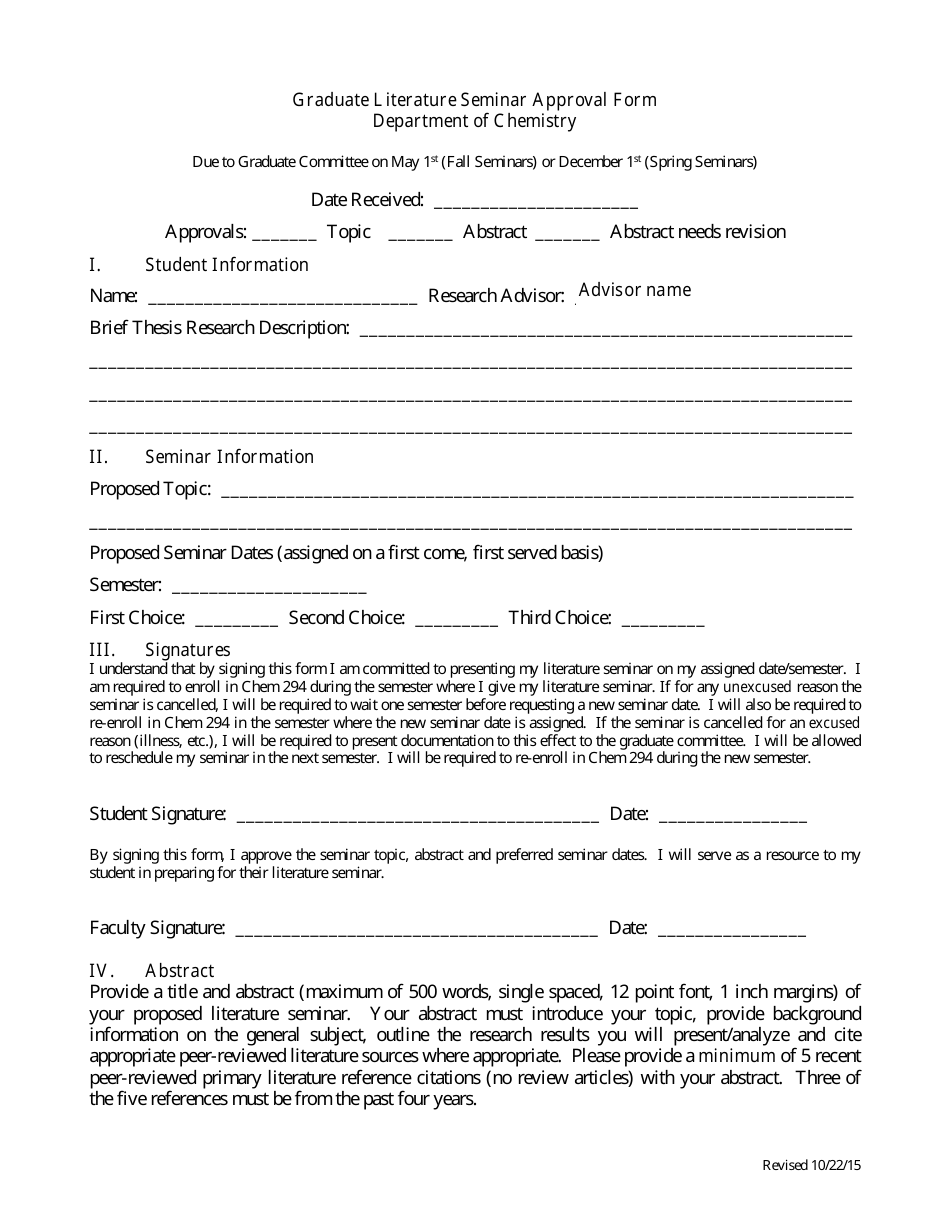 Graduate Literature Seminar Approval Form - Carnegie Mellon University, Page 1