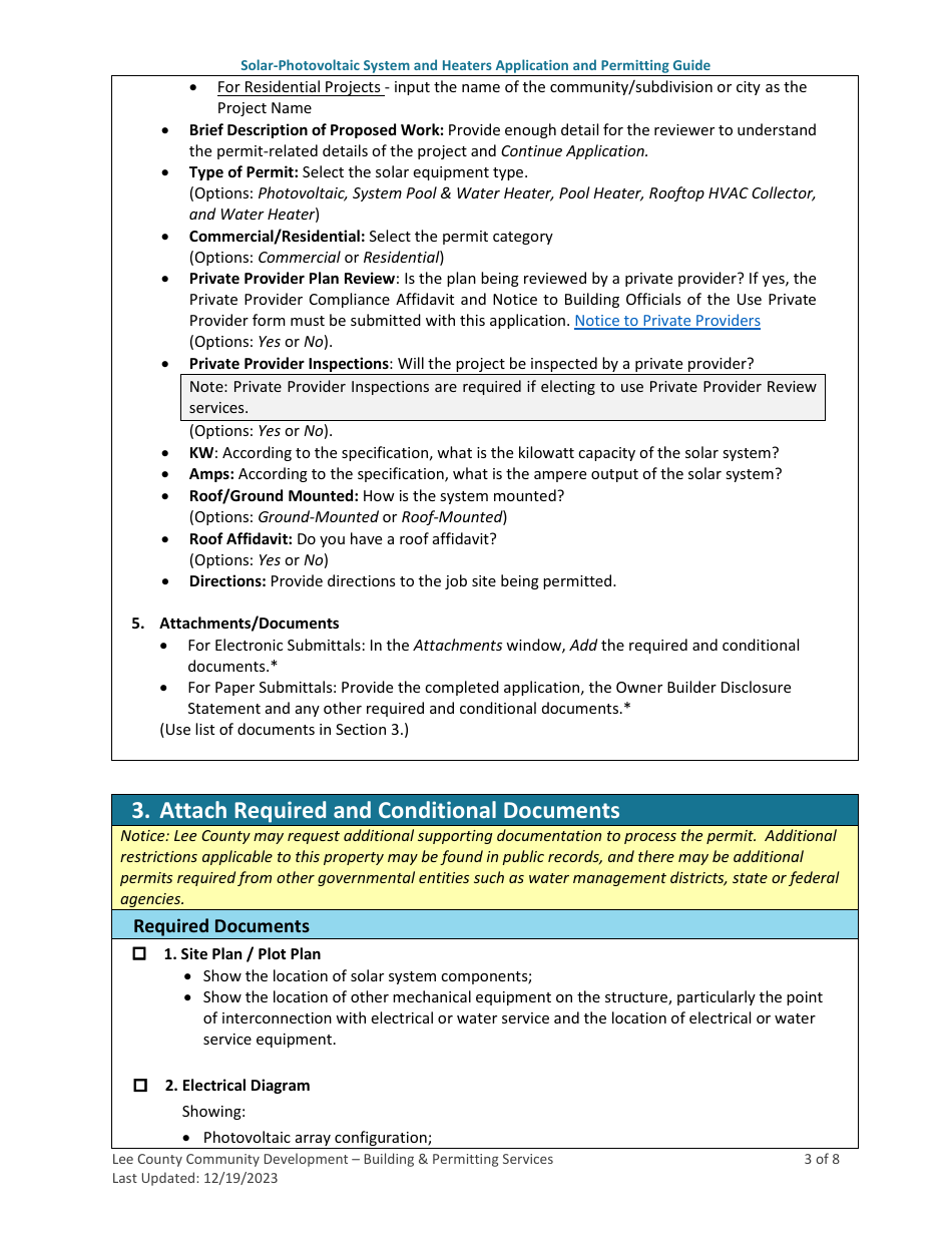 Solar-Photovoltaic System and Heaters Application and Permitting Guide - Lee County, Florida, Page 3