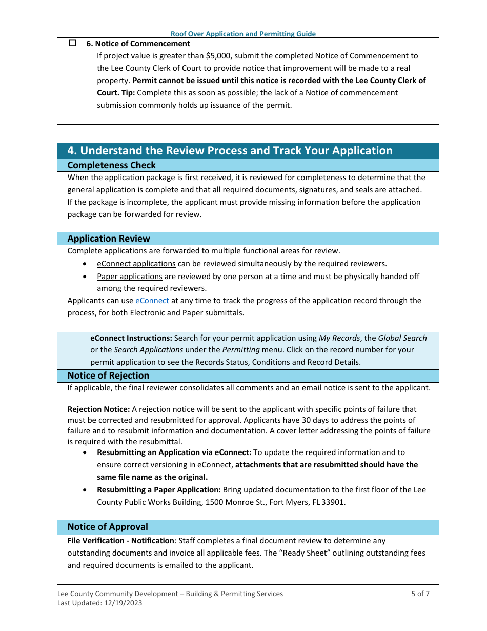 Roof Over Application and Permitting Guide - Lee County, Florida, Page 5